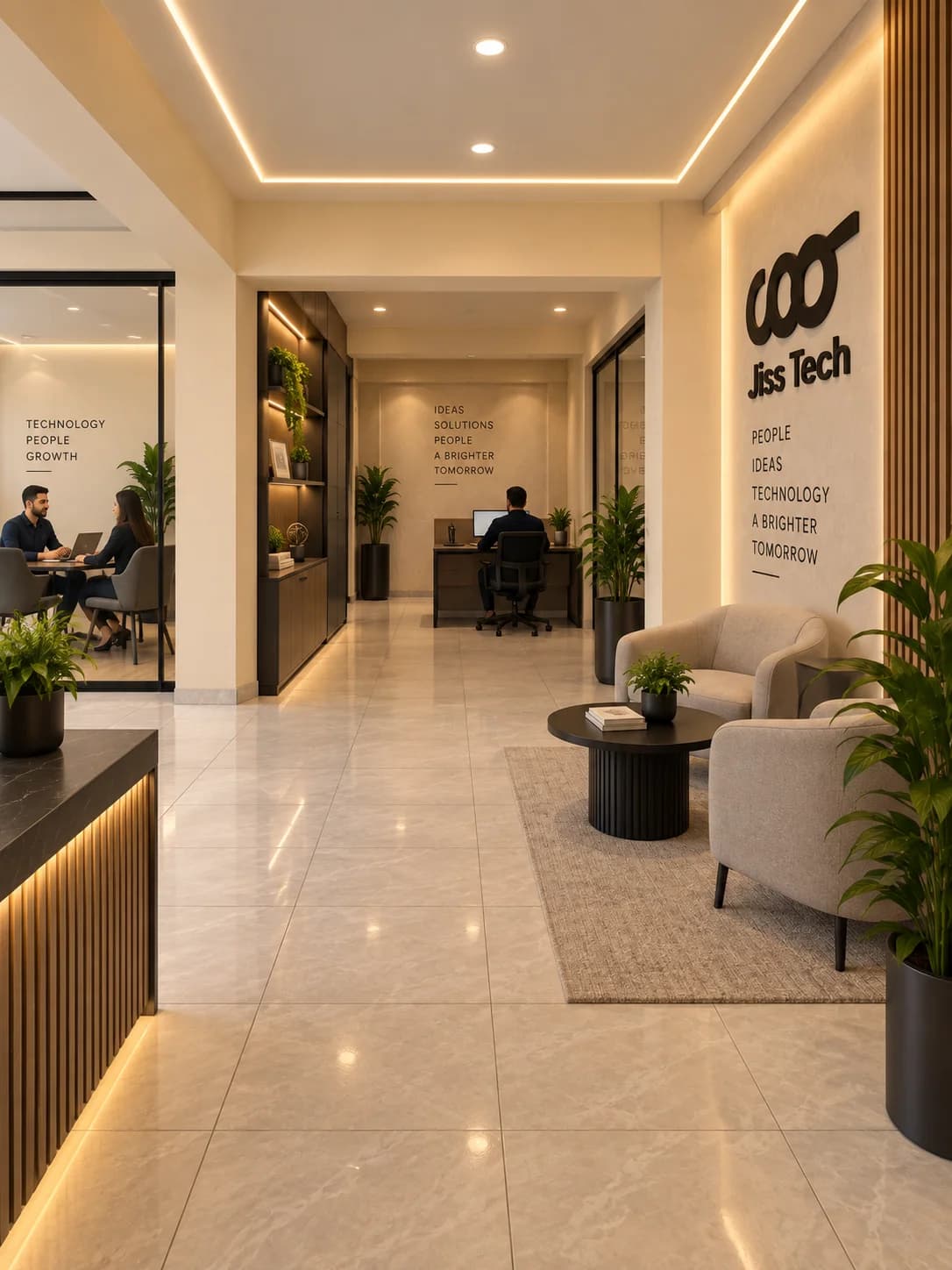 Meeting room and lounge seating in the Jiss Tech Egypt office