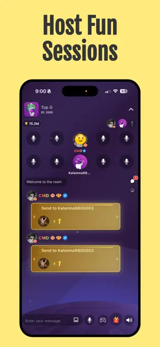Kalamna app promotion showing a hosted group session
